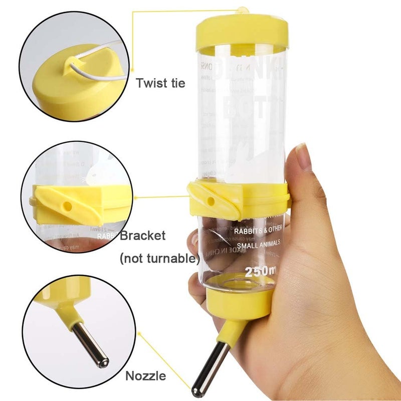 Depets 2PCS 8.45 oz No Drip Small Animal Water Bottle, Cage Water Bottles for Small Pet/Bunny/Ferret/Hamster/Guinea Pig/Rabbit - Image 3